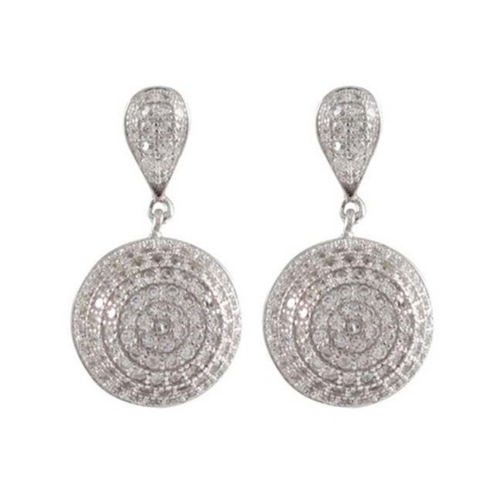Sterling Silver Pave CZ Half Ball Post Earrings